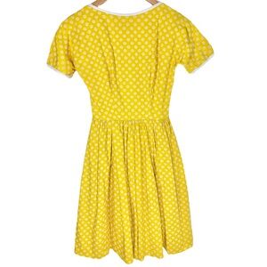 Lanz Originals Vintage 1960s Fit & Flare Swing Dress Size XS Yellow White Floral